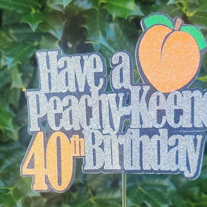 Birthday Cake Topper, Personalized Peach Inspired Cake Topper, Custom Cake Topper,