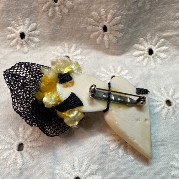 Vintage Flapper Girl Brooch, Handmade Vintage Lad… - image 5