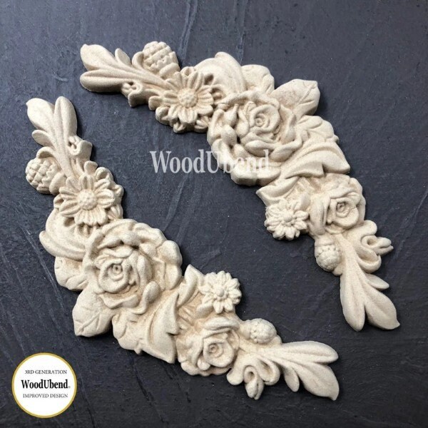 Flower Garland 349 Woodubend, ONE Wooden Furniture Moulding, Bendable when heated, Same Day Shipping