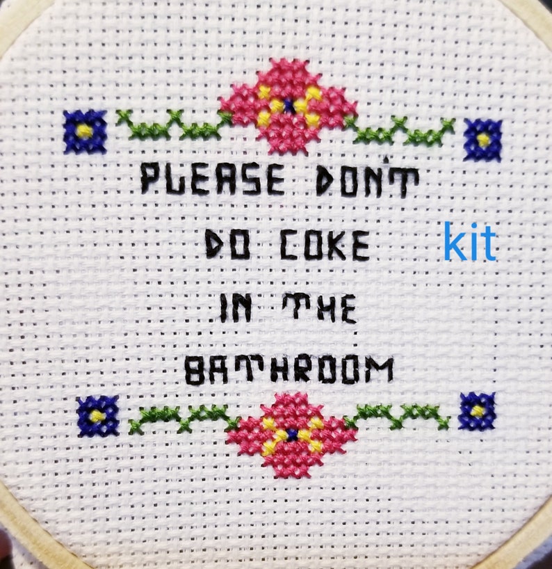 Please Don T Do Coke In The Bathroom Beginner Easy Counted Cross Stitch Diy Cross Stitch Kit Home Hobby Craft Supplies Tools Puhlsphotography Com