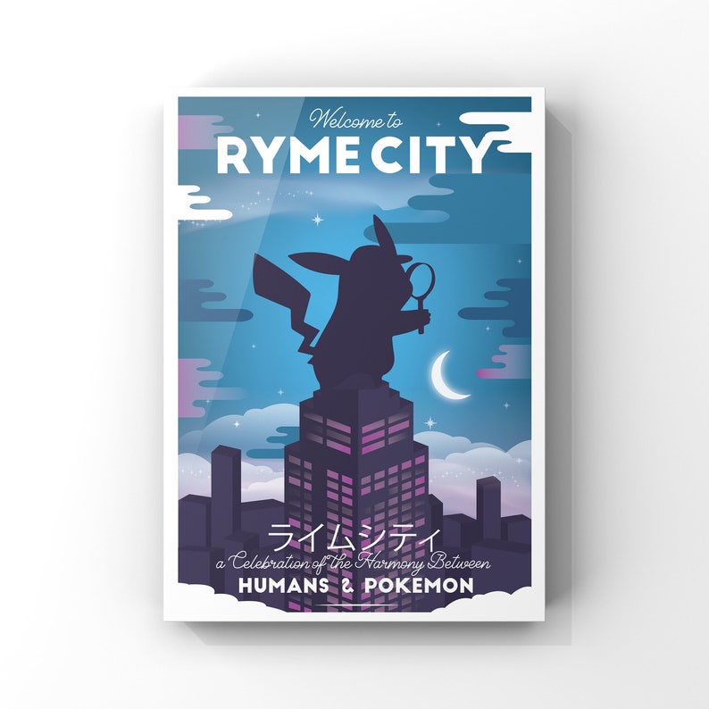 Detective Pikachu in Ryme City Pokemon Printable Travel Poster | Etsy