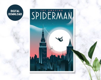 DIGITAL | Spiderman Poster, movie posters, wall art, travel poster, minimalist poster, film poster, New York wall art,city skyline poster