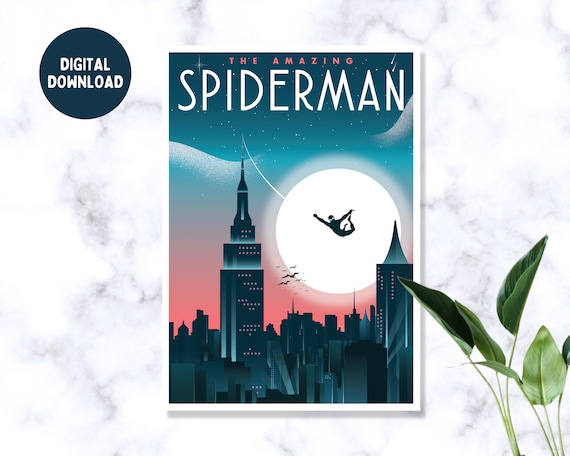 DIGITAL | Spiderman Poster, movie posters, wall art, travel poster, minimalist poster, film poster, New York wall art,city skyline poster