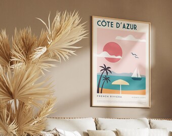 DIGITAL | Côte d’Azur Plakat, Ausstellungsplakat, Côte d’Azur Print, Hochzeitsgeschenk, dänische Pastell