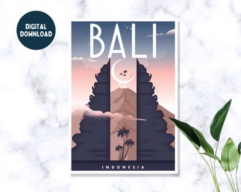 DIGITAL | Bali Print, Bali Travel Poster, Travel Art, Travel Wall Poster, Travel gift, Wall Art Poster, Bali temple Print, Bali Indonesia