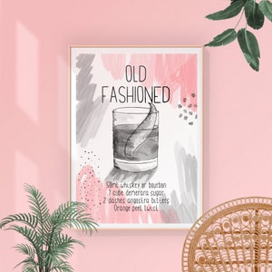 NUMÉRIQUE | Recette à l'ancienne imprimable, recette de cocktail, recette de boissons, art de la cuisine, art du cocktail, art des amateurs de vin, art mural dessiné à la main
