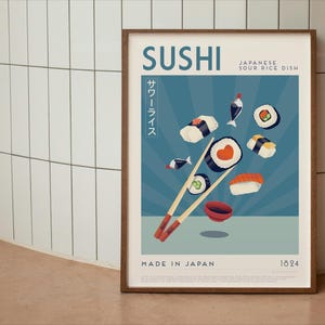DIGITAL | Sushi exhibition poster, food poster, danish pastels, Japanese poster, food gift, kitchen poster