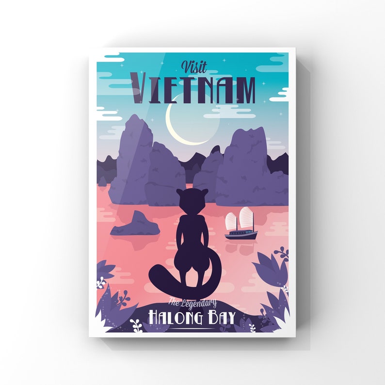 DIGITAL Mewtwo in Halong Bay Legendary Pokemon Travel Poster A2 Printable Vietnam poster Halong Bay Travel Poster Pokemon Go image 2