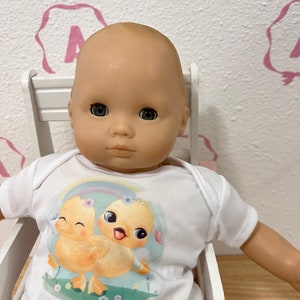 Little ducklings graphic t-shirts fit 14&quot; to 15&quot; Bitty baby doll outfit,fit Bitty Baby,tshirt with diaper cover Corolle 14-15 inch