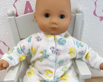 Doll Footed Pajamas, Duck Print, Fits 14-15 inch Dolls