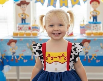 Toy History inspired toddler dress,farm dress,Girls Cow Dress,Baby Cow Dress,Toddler Cow Costume Outfit,Cow Dress,Cowgirl,Farm Dress