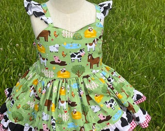 Girl Farm toddler dress,farm dress,Girls Cow Dress,Baby Cow Dress,Toddler Cow Costume Outfit,Cow Dress,Cow Costume,Farm Dress,Farm Outfit