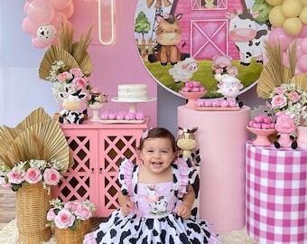Handmade Baby Cow Dress, Farm Outfit, Woven Cotton