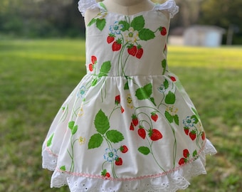 Girl Strawberry dress ,toddler strawberry dress,baby strawberry sunsuit ,berry dress,strawberry dress.
