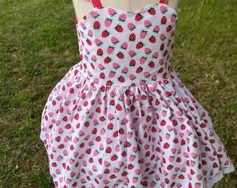 Baby Girl Strawberry dress ,toddler strawberry dress,baby strawberry sunsuit ,berry dress,strawberry dress for baby girl