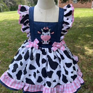 Cow toddler dress,farm dress,Girls Cow Dress,Baby Cow Dress,Toddler Cow Costume Outfit,Cow Dress,Cow Costume,Farm Dress,Farm Outfit,pink