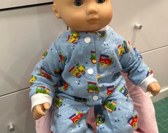 Fit Bitty baby boy,sleeper,doll pjs night,pajamas,doll footed pajamas,fit to 14-15 inch doll.little train doll pajamas