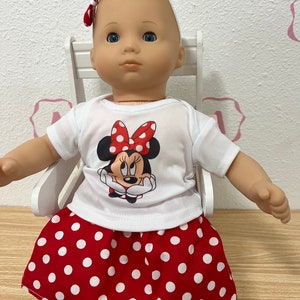 Minnie inspired Polka dot red doll clothes,14" to 15" Bitty baby doll outfit,fit Bitty Baby,tshirt with skirt,Corolle 14.5 inch