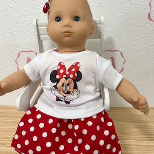 Minnie inspired Polka dot red doll clothes,14" to 15" Bitty baby doll outfit,fit Bitty Baby,tshirt with skirt,Corolle 14.5 inch