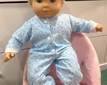 Little stars Bitty baby sleeper,doll  pjs night night,pajamas with headband,doll footed pajamas,fit to 14-15 inch doll like Bitty Twin.boys