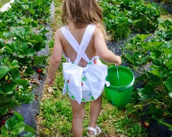 Strawberry sunsuit  for girl,toddler strawberry dress,baby strawberry sunsuit ,berry dress,strawberry dress,