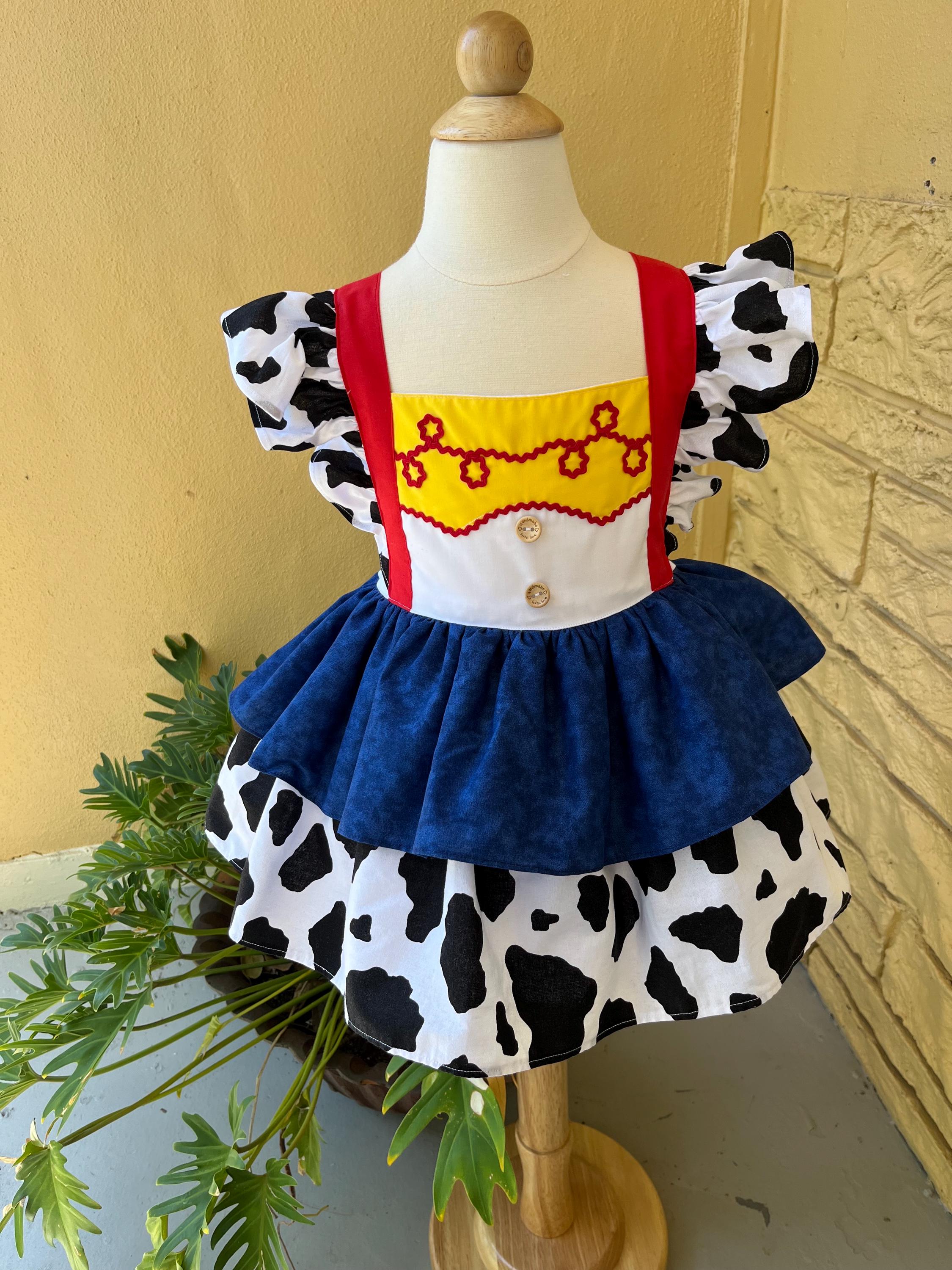 Toy History inspired toddler dress,farm dress,Girls Cow Dress,Baby Cow Dress,Toddler Cow Costume Outfit,Cow Dress,Cowgirl,Farm Dress