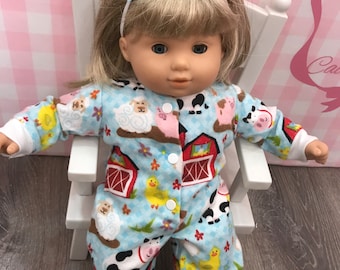 Fit Bitty baby sleeper,doll pjs night,doll footed pajamas,fit to 14-15 inch doll.farm doll pajamas(one pjs)