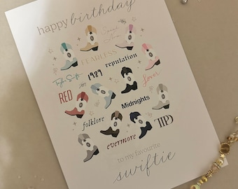 Eras Tour Birthday Card - To My Favourite Swiftie (Cowboy Boot Version)