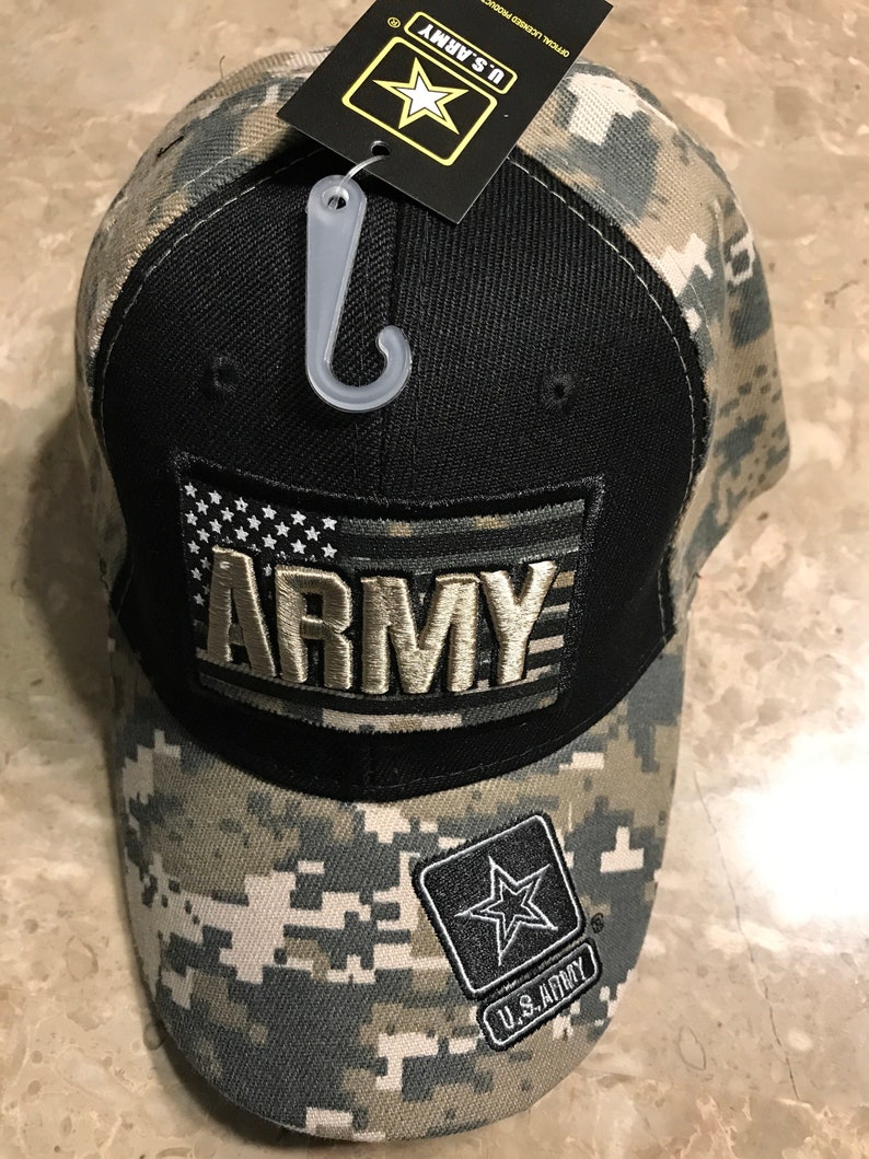 US Army Camouflage Trucker Cap with Flag