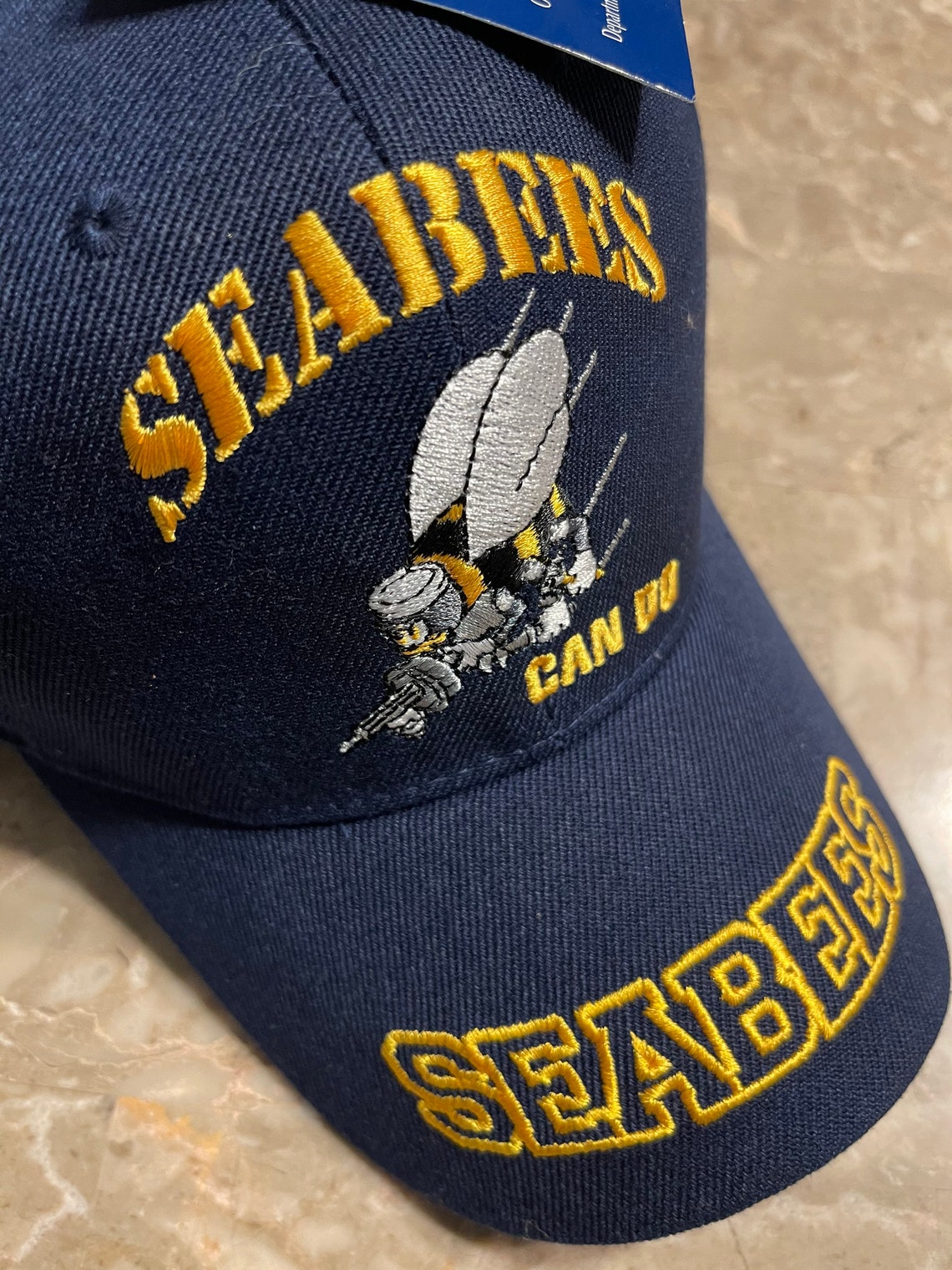US Navy Cap seabees Can Do Hat Navy Blue Etsy