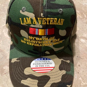 I Am A Veteran My Oath of Enlistment Has No Expiration Date Embroidered Black Baseball Cap 
