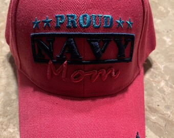 Proud Navy Mom Cap, hot pink