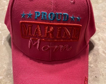 Proud Marine Mom Cap Hot Pink