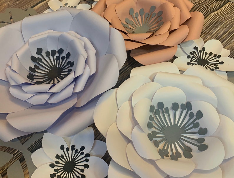Elegant Paper Flower Set Wedding Paper Flowers Wedding Wall Decor Paper