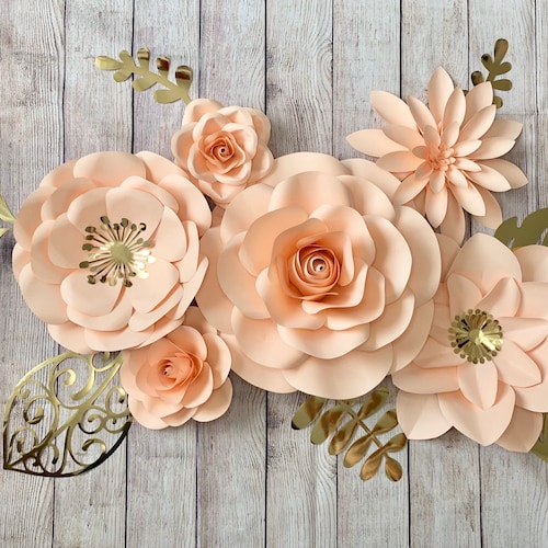 Nursery Wall Art Decor Blush Paper Flowers Paper Flower Etsy
