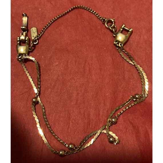 Vintage Monet Gold Tone Chain Bracelet With Gold T