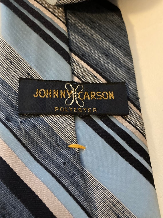 Pre-Owned Stripe Johnny Carson Tie Shades of Blue and… - Gem