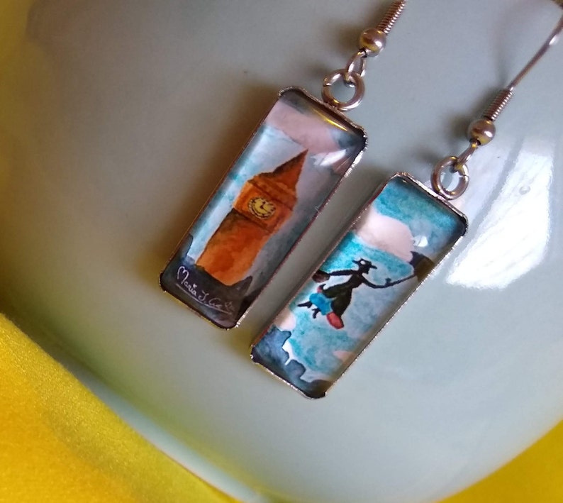 Mary Poppins Glass Earrings Whimsical Broadway Inspired Collection Great British Vogue Ideal Gift for an Artiste or Broadway Lover image 3