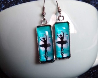 Ballerina Ballet Dancer Silhouette Glass Earrings Perfect Gift for an Artiste Ballet Dancer Unique Chic Gorgeous Gift Jewelry