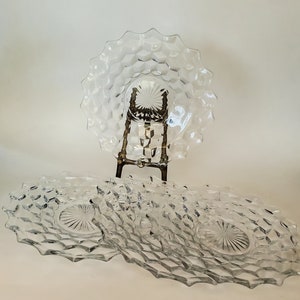 Antique 1930's Fostoria Glass American 7 in Clear Salad Plates, Set of 4 each