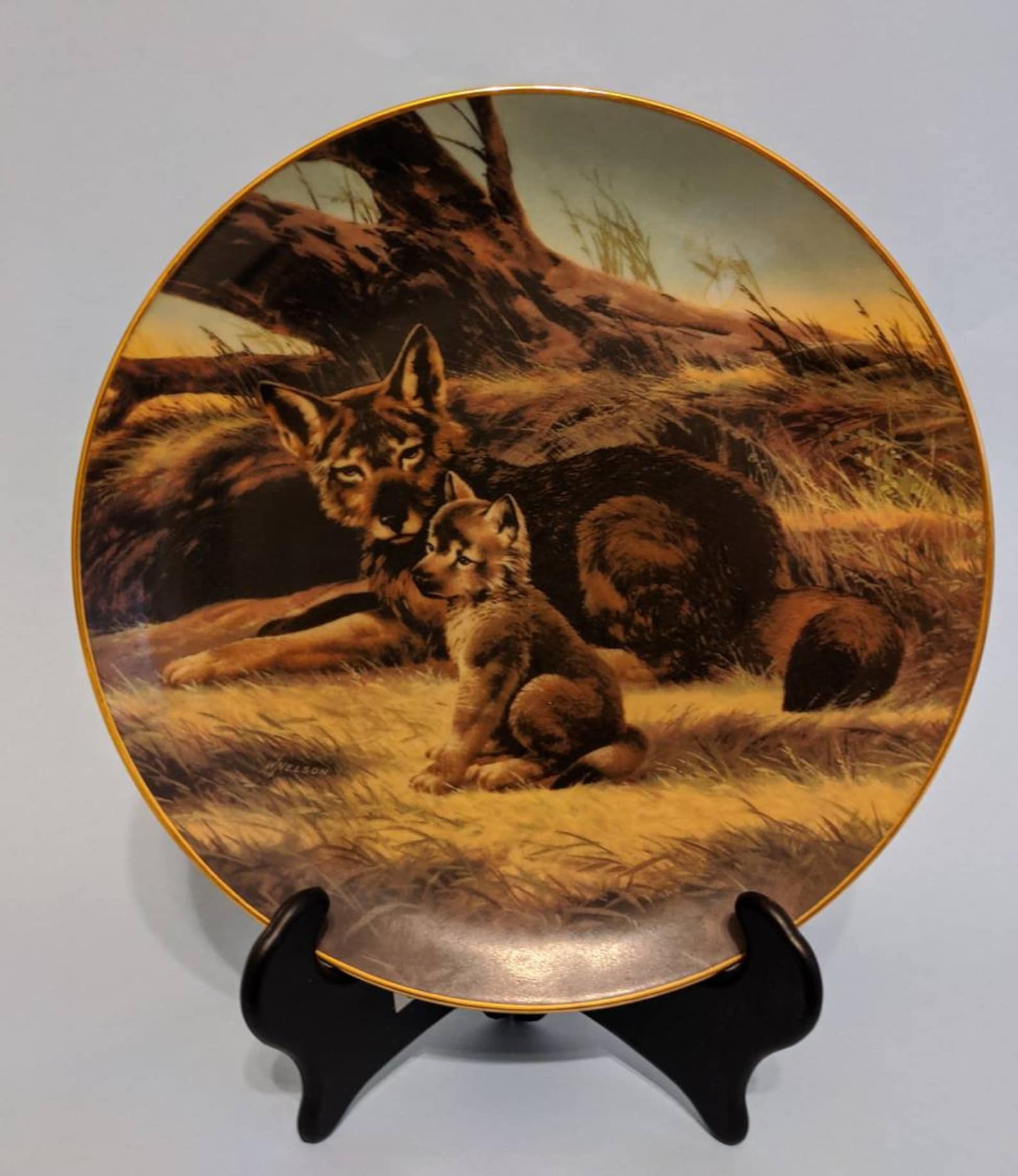 Bradford Exchange collectible plate The Red Wolf Etsy
