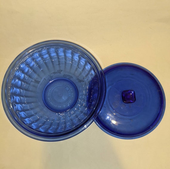 Pyrex Glass Bowl with Blue Lid Microwavable Set of 3 Pieces