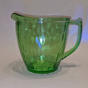Jeannette Glass, 36 oz Pitcher, Hex Optic Pattern, Uranium Glass