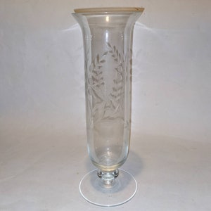 Etched Crystal Footed Vase