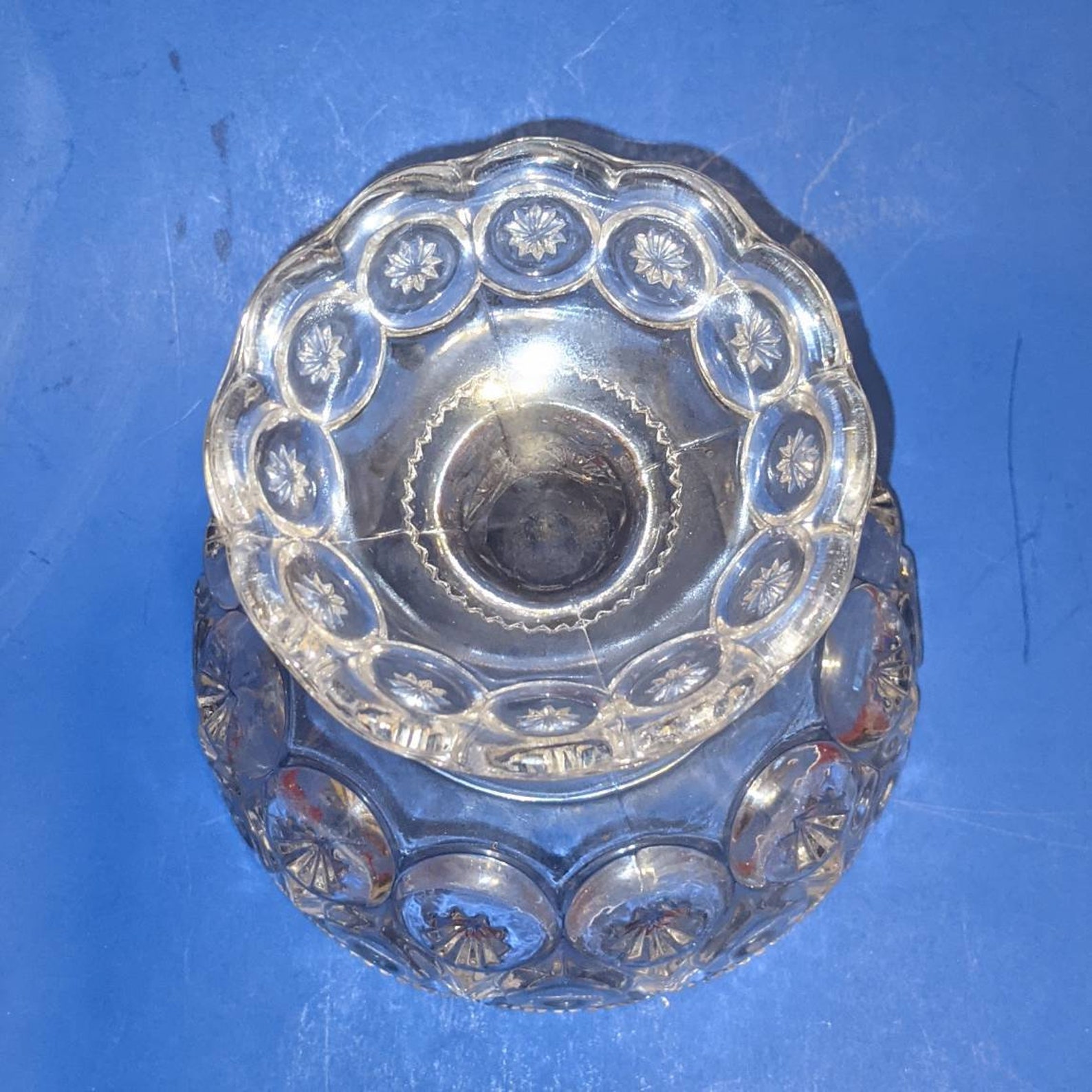 Moon and Star Pattern Clear Glass Compote Adams & Company Etsy