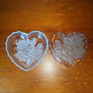 Vintage Studio Nova (Mikasa) Lidded Crystal Candy Dish / Embossed floral Design, two bowls fit together to form a covered candy Bowl