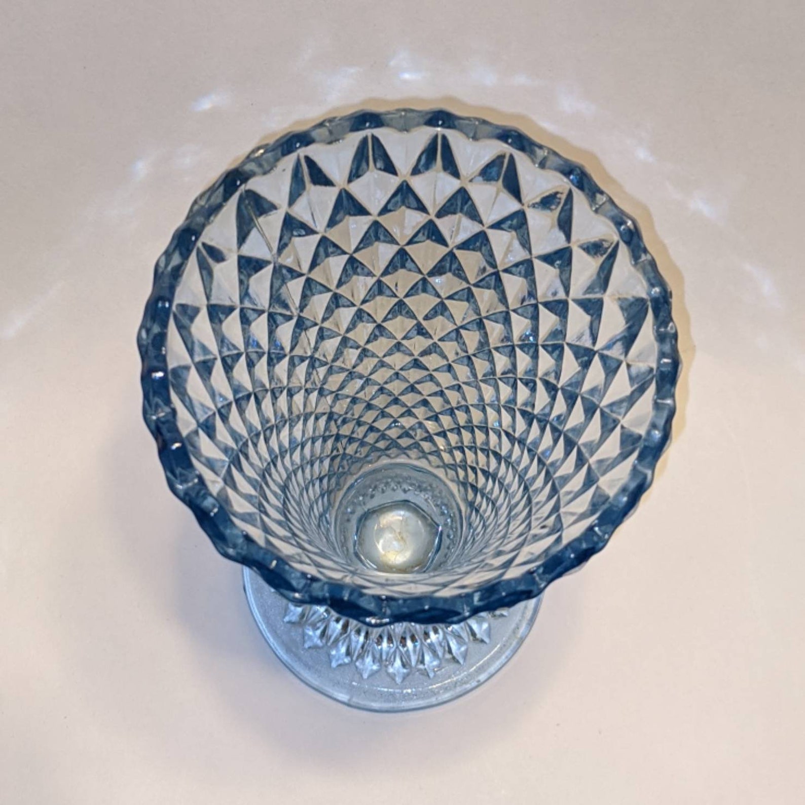 Vintage Indiana Glass Company Diamond Point Pattern Ice Blue Etsy