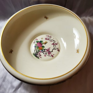 Lenox Ming-Birds / Gardenia Bowl  (Older,Cream,Black Green Stamp) 1917-1930