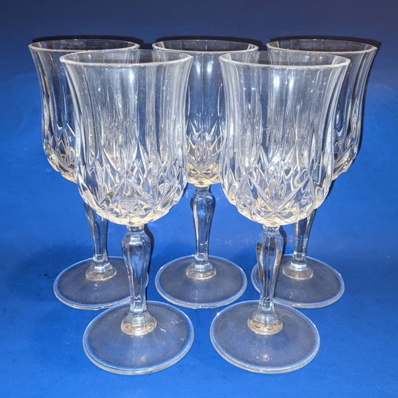 Lead Crystal Water Glass, 24 Percent Lead Crystal, Set of Five, Looks  Similar to Cristal D'arques Longchamps Clear Pattern, Not Exact Match 