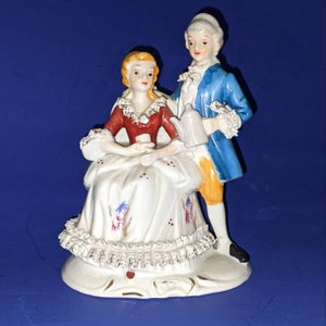 Bridal Statue, Blue and white with Gilt, Hand Decorated, Made in England